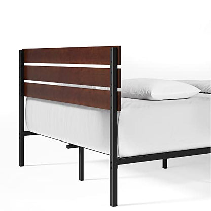 Zinus Figari Bamboo and Metal Platform Bed Frame/Mattress Foundation with Sturdy Metal Slats/No Box Spring Needed/Sustainable Bamboo Headboard, Slatted Headboard, Queen