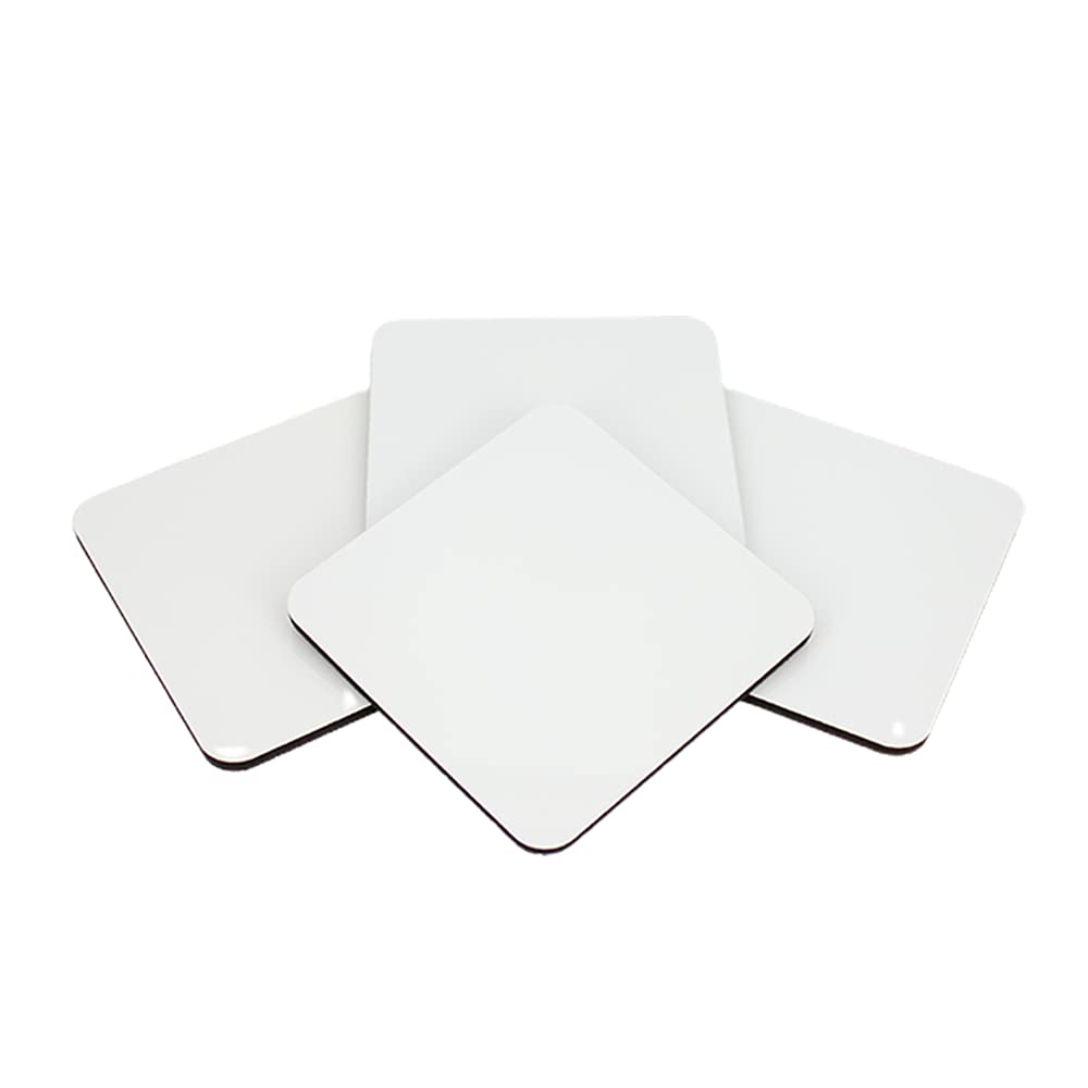 MR.R 10 Pieces Sublimation Blanks Square Cup MDF Coasters, Raw Wood Back Hardboard Sublimation Coasters Blanks,Absorbent Heat Transfer Cup Coasters for Drinks, Party Supplies Coasters and DIY Craft MR.R