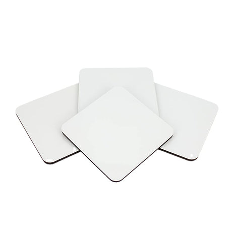 MR.R 10 Pieces Sublimation Blanks Square Cup MDF Coasters, Raw Wood Back Hardboard Sublimation Coasters Blanks,Absorbent Heat Transfer Cup Coasters for Drinks, Party Supplies Coasters and DIY Craft MR.R