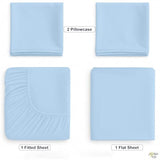 Cottington Lane 4 Piece Cot Sheets Set 30" X 75" with 6 Inch Deep Pocket Light Blue Solid, 100% Egyptian Cotton Cot Sheets, Perfect for Narrow Twin, Camp Bunk,Trifold Mattress, Guest Bed Replacement Cottington Lane