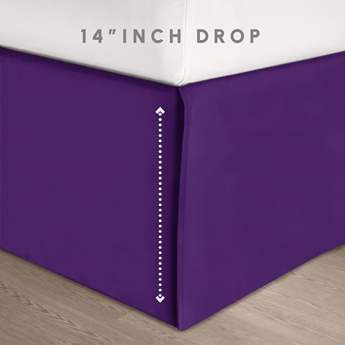 Elegant Comfort 8-Piece Pinch Pleated Comforter Set - All Season Complete Bed in a Bag, Includes 4pc Smart Sheet Set, Bed Skirt, Comforter, Matching Pillowcases and Shams, King/Cal King, Purple Elegant Comfort