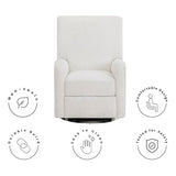 Delta Children Nest Nursery Swivel Recliner - Fabric is GREENGUARD Gold Certified and Oeko-TEX Standard 100 - Upholstered in a Unique Chenille Yarn for Blanket Like Softness, Oyster