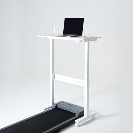 YILIFT Non-Electric Auto-Lifting Standing Desk, No Knobs or Crank, Cordless, Rolling and Mobile, Great for Walking Pad, Adjustable Height 28.1'' to 43.3'', Desktop Size 31.5'' by 15.7'', Color White YILIFT