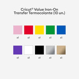 Cricut® Value Iron-On, Rainbow Sampler - 12 in x 3 ft (10 ct)- HTV Heat Transfer Vinyl Cricut
