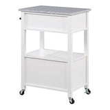OSP Home Furnishings Fairfax Kitchen Cart with Granite Work Top and Extra Storage Drawer and Cabinet, White Office Star Products