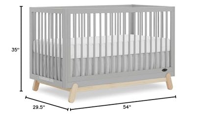 Dream On Me Hygge 5-in-1 Convertible Crib in Pebble Grey Oak, JPMA & Greenguard Gold Certified, Made of Sustainable Pinewood, Easy to Clean, Safe Wooden Nursery Furniture - WoodArtSupply