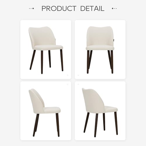 COLAMY Upholstered Dining Chairs Set of 4, Modern Fabric Dining Room Kitchen Side Chair with Padded Seat and Wood Legs for Restaurant/Cafe, Beige - WoodArtSupply