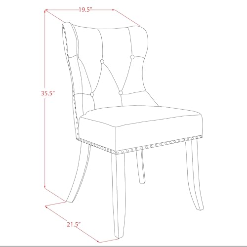 Luxe by East West Furniture NKSI9-AWA-04 9-Piece Dining Table Set Consists of a Dining Table and 8 Light Tan Linen Fabric Kitchen Chairs with Button Tufted Back - Antique Walnut Finish Luxe by East West Furniture