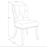 Luxe by East West Furniture NKSI9-AWA-04 9-Piece Dining Table Set Consists of a Dining Table and 8 Light Tan Linen Fabric Kitchen Chairs with Button Tufted Back - Antique Walnut Finish Luxe by East West Furniture