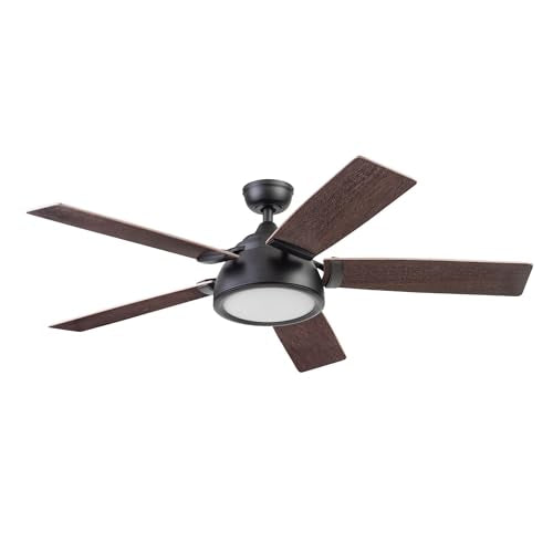 Prominence Home Potomac, 52 Inch Industrial Style Smart Ceiling Fan with Light, Remote Control, Dual Finish Blades, Compatible with Alexa and Google Assistant - 51639-01 (Matte Black) Prominence Home