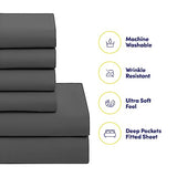Sweet Home Collection 5 Piece Comforter Set Bag Solid Color All Season Soft Down Alternative Blanket & Luxurious Microfiber Bed Sheets, Gray, Twin Sweet Home Collection