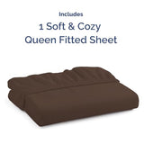 Queen Fitted Bed Sheet - Bottom Single Fitted Sheet Only - Ultra-Soft Hotel Luxury Bedding w/ 8-16 Inch Deep Pockets - Breathable, Cooling & Wrinkle Free - Easy-Care, Fade & Shrink Resistant - Brown CGK Unlimited