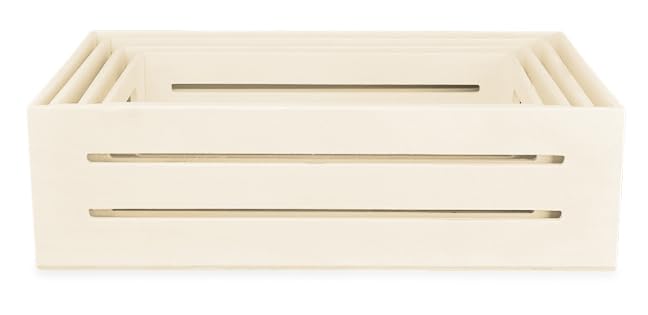 Wooden Tray - Set of 4 Wooden Tray with Handles Small Wood Crates Wooden Trays for Crafts Wood Crates for Display Small Wooden Pallets Apple Crates Wood Trays for Crafts Unfinished Wood Crate Nesting AoneFun