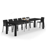 Mobili Fiver, First, Extendable Console Table 17.7(120) x35.4 in, Ashwood Black, for 4-14 People, Space-Saving Dining Table, Italian Furniture Mobili Fiver