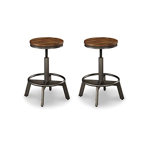 Signature Design by Ashley Torjin Industrial 24" Adjustable Height Barstool, 2 Count, Brown Signature Design by Ashley