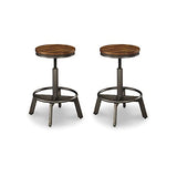 Signature Design by Ashley Torjin Industrial 24" Adjustable Height Barstool, 2 Count, Brown Signature Design by Ashley