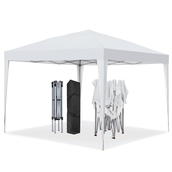 GDY 10'x10' Pop Up Canopy Tent, Outdoor Canopy Tent, Commercial Instant Gazebos, Portable Shelter Canopies, for Patio/Outdoor/Wedding Parties and Events, (White) GDY