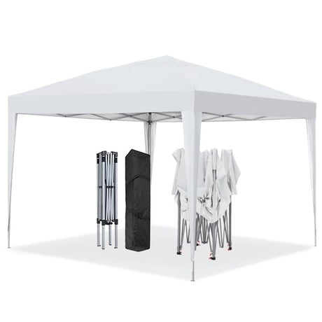 GDY 10'x10' Pop Up Canopy Tent, Outdoor Canopy Tent, Commercial Instant Gazebos, Portable Shelter Canopies, for Patio/Outdoor/Wedding Parties and Events, (White) GDY