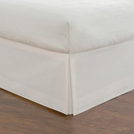 Fresh Ideas Bedding Tailored Bedskirt, Classic 14” Drop Length, Pleated Styling, King, White, (Model: FRE20114WHIT04) FRESH IDEAS