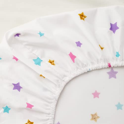 PINNKKU 4-Piece Toddler Bedding Set, Includes 1 Flat Sheet, 1 Fitted Sheet, 1 Comforter and 1 Reversible Pillowcase, Standard Toddler Comforter & Sheet Set, Ultra Soft Toddler Bed Set, Unicorn PINNKKU