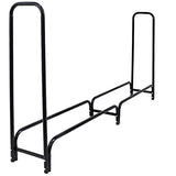 Sunnydaze Outdoor Firewood Log Rack and Cover Combo Set - Black Powder-Coated Steel and PVC - Black Fabric - 8-Foot Sunnydaze