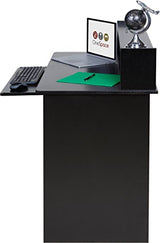 OneSpace Essential Black Computer Desk with Hutch & Pull-Out Keyboard Tray OneSpace