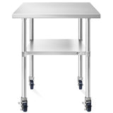 KUTLER Stainless Steel Table 30 x 48 Inches with Caster Wheels, NSF Heavy Duty Commercial Prep and Work Table with Undershelf for Restaurant, Hotel, Home KUTLER
