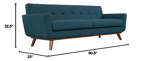 Modway Engage Mid-Century Modern Upholstered Fabric Sofa in Azure Modway