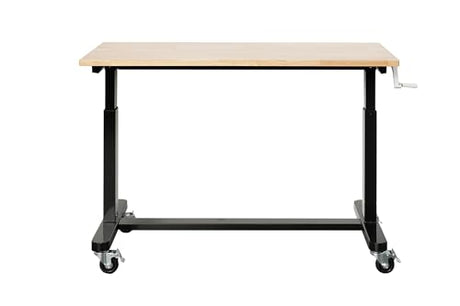 SafeRacks Workbench | 48” Adjustable Hardwood Work Tops | Premium, Standard, or Crank Handle | Rolling Work Station for Garage, Workshop, or Home | Heavy Duty (Crank-Handle) SafeRacks