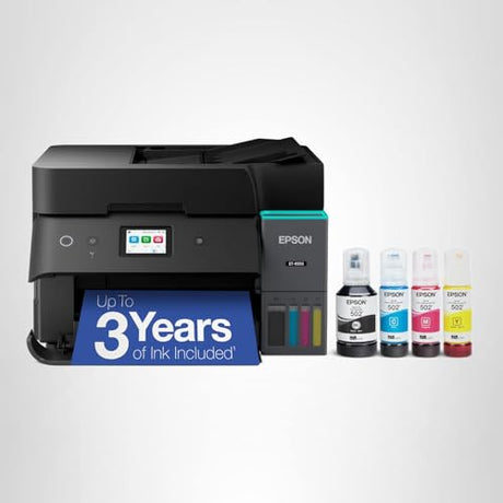 Epson EcoTank ET-4950 Wireless All-in-One Color Supertank Printer with up to 3 Years of Ink Refillable Tanks, Perfect for Home, 18 PPM, 2.4" Colorful Touchscreen, Auto Document Feeder - Black Epson
