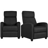 Yaheetech 2-Seat Fabric Pushback Recliner Chair with Thick Seat Cushion and Backrest Reclining Chair for Living Room Home Theater Matte Black Yaheetech