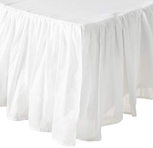 Greenland Home Fashions Cotton Voile Bed Skirt, Lined, White, King 18-inch L Greenland Home Fashions