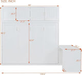 Virubi Queen Horizontal Murphy Bed with Desk and Storage Cabinets,Wood Murphy Wall Bed Queen Size Fold Up Bed Adult Murphy Bed Cabinet Queen Hideaway Bed for Guest Room Living Room Bedroom (White) Virubi
