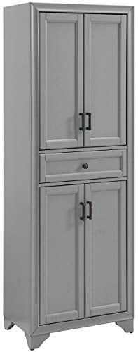 Crosley Furniture Tara Pantry, Distressed Gray - WoodArtSupply