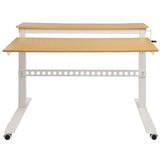 Ongniong 2 Tier Standing Rolling Desk Adjustable Height 47" Wide Manual Crank Mobile Standing Desk with Steel Frame Portable Stand up Desk Double Level Workstation 66.14lbs Weight Capacity Ongniong