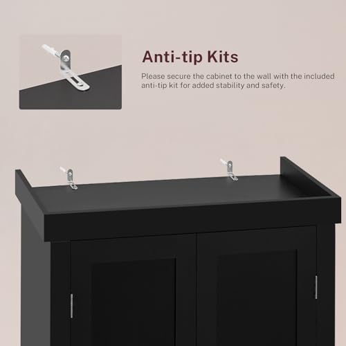 FIONESO 72” Pantry Cabinet, Tall Storage Cabinet with 6 Hanging Shelves & 1 Large Drawer, Kitchen Pantry Cabinet with Adjustable Shelf, for Dinging Room, Living Room, Black FIONESO