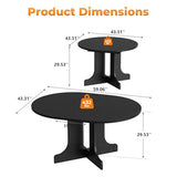 Zevemomo 43"-59" Extendable Dining Room Table for 4-6, Expandable Round Dining Table, Oval Tabletop with Trestle X-Shaped Base & Metal Track for Office, Living Room-Black Zevemomo