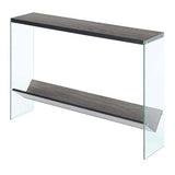 Convenience Concepts SoHo Glass Console Table 42" - Modern Sofa Table with Storage Shelf, Narrow Entryway Hall Table for Living Room, Display Accent Table, Weathered Gray Convenience Concepts