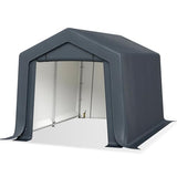 Sophia & William Outdoor Storage Shed Carport 8x12 ft Heavy Duty, Portable Garden Yard Car Port Shelter Storage Tent Garage with Roll Up Doors and Ventilation, Grey Sophia & William