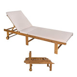 JONATHAN Y LNG1102A Mallorca 77.17"x23.62" Modern Classic Foldable Adjustable Wood Chaise Outdoor Lounge Chair with Cushion & Wheels, for Pool, Deck, Poolside, Beige/Natural