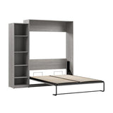 Bestar Claremont Queen Murphy Bed with Closet Organizer (85W) in Platinum Gray, Space-Saving Sleeping Arrangement for Multipurpose Room Bestar
