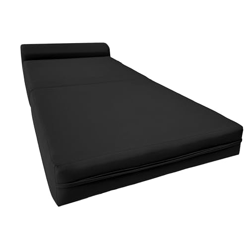 D&D Futon Furniture Sleeper Chair Folding Bed, Studio Sofa Guest Folded Mattress, High Density Foam (70 x 32 x 6, Black) D&D Futon Furniture