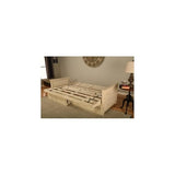 HomeStock Full Size Futon Frame with Storage Drawers, Weathered Finish Sofa Bed 79" Rain/Weathered White HomeStock