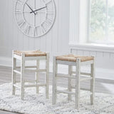 Signature Design by Ashley Mirimyn Farmhouse 23.63" Counter Height Bar Stool with Woven Wicker Seats, 2 Count, White & Light Brown Signature Design by Ashley