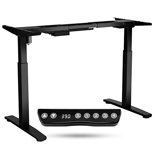COSTWAY Electric Stand up Desk Frame, Ergonomic Sit to Stand Desk Frame w/Adjustable Height & Width, DIY Workstation Base w/Memory Controller for Home Office(Frame Only) (Black) COSTWAY