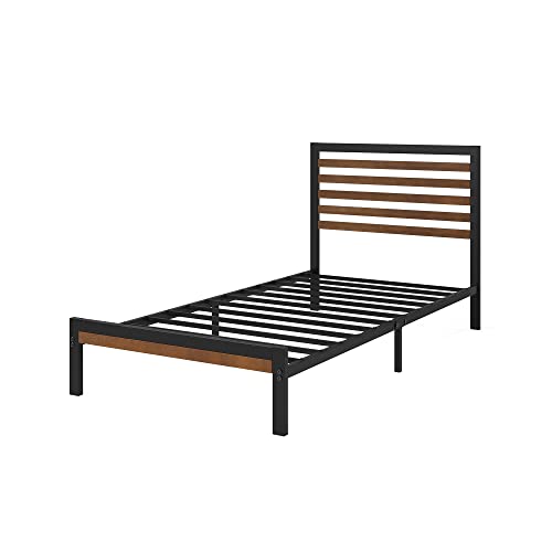 ZINUS Kai Bamboo and Metal Platform Bed Frame with Headboard, No Box Spring Needed, Easy Assembly, Twin, Brown Zinus