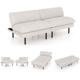 Ribilake 70" Futon Sofa Bed, 4 in 1 Multi-Function Couch Sleeper with Adjustable Backrest, Modern Convertible Futon, Recliner Small Loveseat for Living Room, Dorm, Beige Ribilake