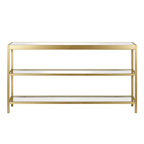 Henn&Hart 55" Wide Rectangular Console Table in Brass, Entryway Table, Accent Table for Living Room, Hallway Henn&Hart