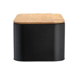Bloomingville Metal Bin with Bamboo Lid, Black Bread Box, 11.75" L x 5.25" W x 7" H Bloomingville