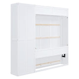 Harper & Bright Designs Queen Size Murphy Bed, Wooden Wall Bed with Shelves, White Harper & Bright Designs